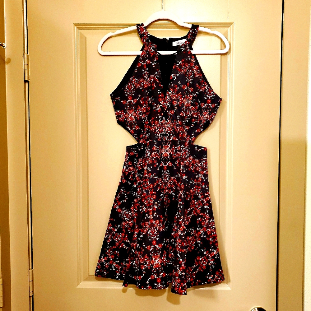Parker Red Black Halter Dress